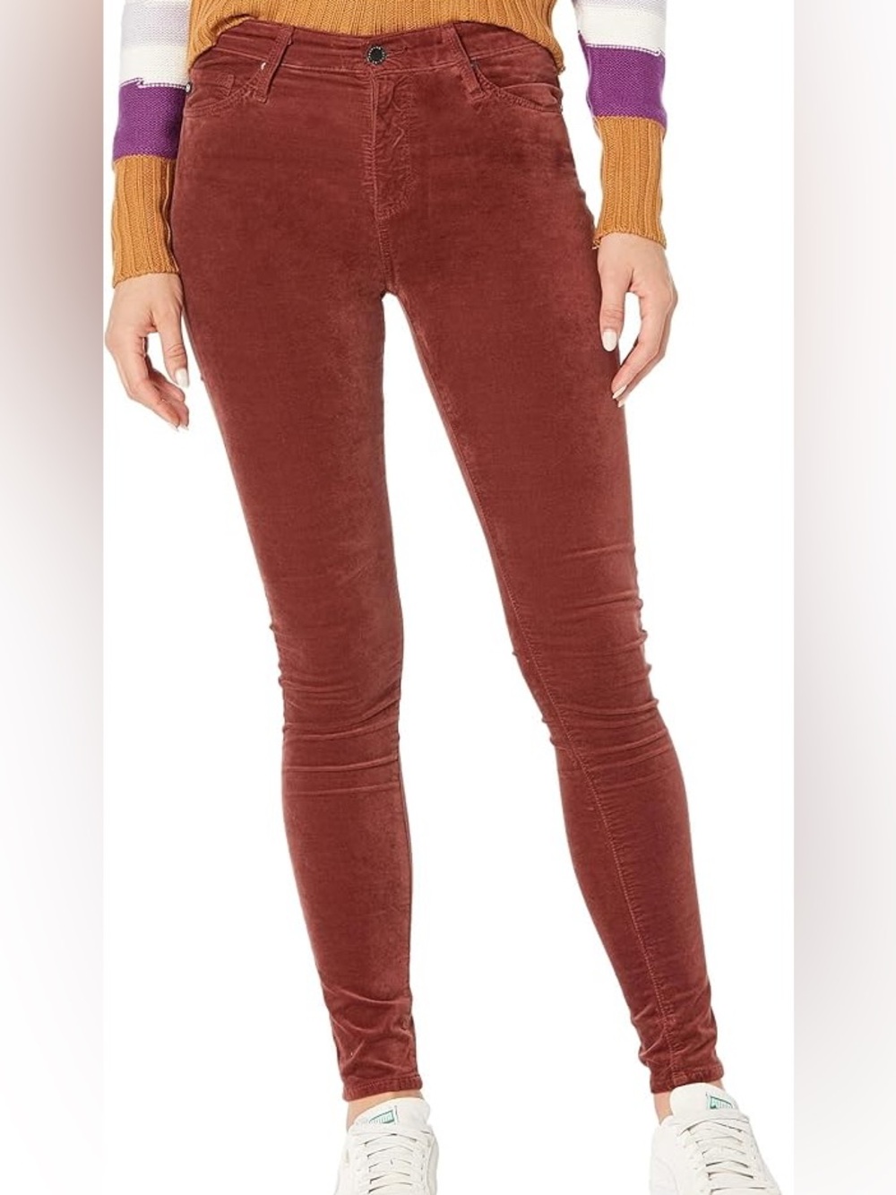 AG Farrah Velvet Skinny Jeans Dark Sangria